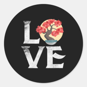 Liefde Bonsai Boom Cadeaus Japanse Tuin Zen Master Ronde Sticker