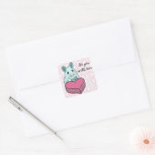 Liefde boodschap schattige muis met chocolade vierkante sticker (Envelop)