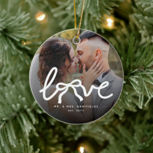 Liefde Boog Meneer en Mevrouw Aangepaste Koppels T Keramisch Ornament