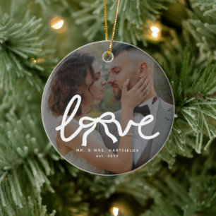 Liefde Boog Meneer en Mevrouw Aangepaste Koppels T Keramisch Ornament