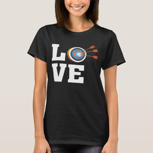 Liefde boogschieten boogschutter doel pijl boog t-shirt (Voorkant)