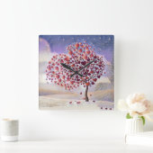 Liefde boom Acrylwand Vierkante Klok (Huis)
