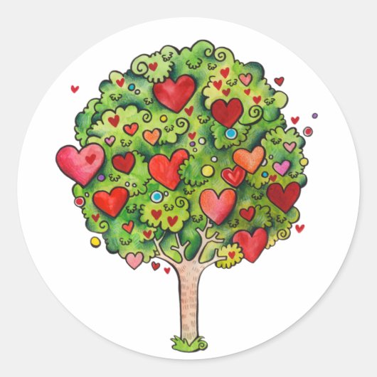 Liefde boom ronde sticker (Voorkant)