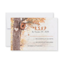 Liefde boom rustieke bruiloft antwoord kaarten