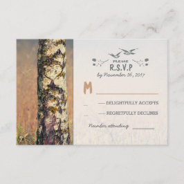 liefde boom rustieke land bruiloft RSVP kaarten Kaartje