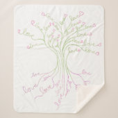 Liefde boom van het Leven Witte Groene Valentijnse Sherpa Deken (Voorkant)