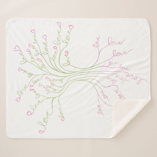 Liefde boom van het Leven Witte Groene Valentijnse Sherpa Deken (Voorkant (horizontaal))