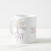 Liefde boom van het Leven Witte Paarse Harten Cute Koffiemok (Voorkant links)