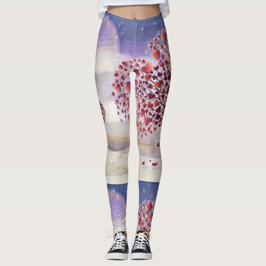 Liefde boomtakken met rode harten Leggings (Voorkant)