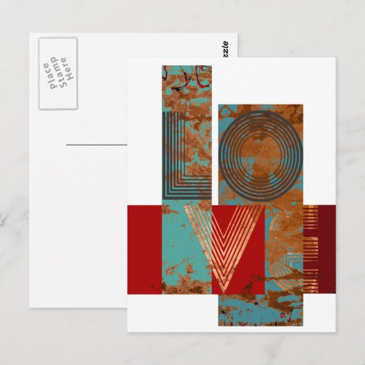 Liefde bord roestvrij retrodesign wit briefkaart (Voorkant / Achterkant)