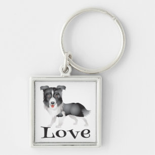 Liefde Border Collie Puppy Hond Sleutelhanger
