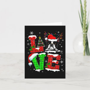 Liefde Boston Terrier Santa Hat Christmas Pet Dog Kaart