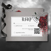 Liefde & Botten Spooky Rood Bloemen Bruiloft QR Co RSVP Kaartje