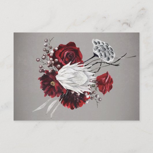 Liefde & Botten Spooky Rood Bloemen Bruiloft Recep Informatiekaartje (Achterkant)