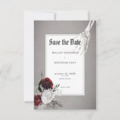 Liefde & Botten Spooky Rood Bloemen Bruiloft Save The Date (Voorkant)