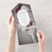 Liefde & Botten Spooky Rood Bloemen Trouwdiner All In One Uitnodiging (Afscheurbaar)
