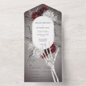 Liefde & Botten Spooky Rood Bloemen Trouwdiner All In One Uitnodiging (Binnen)