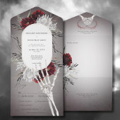 Liefde & Botten Spooky Rood Bloemen Trouwdiner All In One Uitnodiging