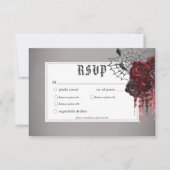 Liefde & Botten Spooky Rood Bloemen Trouwdiner RSVP Kaartje (Voorkant)