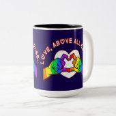 Liefde boven alle andere tweetone koffie-Mok Tweekleurige Koffiemok (Voorkant rechts)