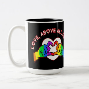 Liefde boven alles anders tweekleurige koffiemok