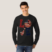 Liefde bowling speler Amerikaanse vlag T-shirt (Voorkant volledig)