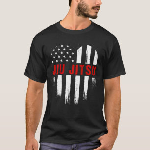 Liefde Braziliaanse Jiu Jitsu Amerikaanse vlag US  T-shirt