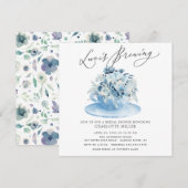 Liefde breekt Blauwe Floral Bridal Tea Shower Kaart (Voorkant / Achterkant)