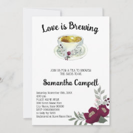 Liefde breekt Floral Marsala Tea Vrijgezellenfeest Kaart