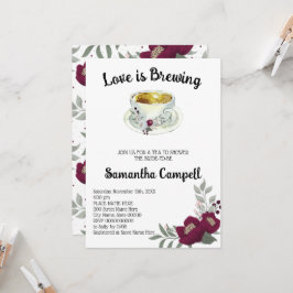 Liefde breekt Floral Marsala Tea Vrijgezellenfeest Kaart