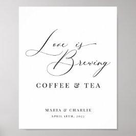 Liefde breekt moderne zwarte-bruiloft-koffie poster