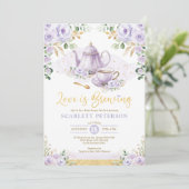 Liefde breekt Paarse bloem Vrijgezellenfeest Tea Kaart (Staand voorkant)