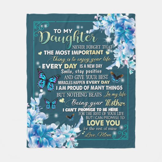 Liefde brief aan mijn dochter van mam Birthday Gif Fleece Deken (Voorkant)