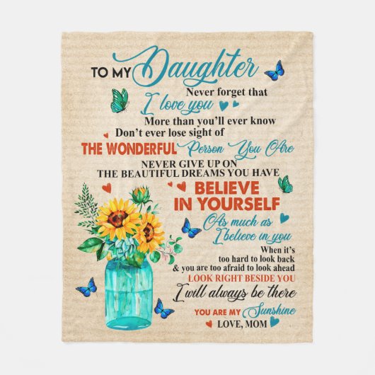 Liefde brief aan mijn dochter van mam Birthday Gif Fleece Deken (Voorkant)