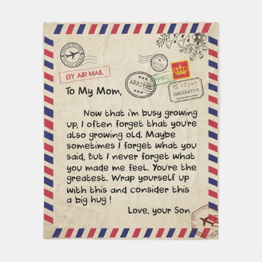 Liefde brief aan mijn moeder van Son Moederdag Gif Fleece Deken (Voorkant)