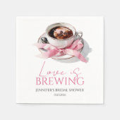 Liefde Broeit Koffie Roze Lint Bruiloft Bridal Sho Servet (Voorkant)