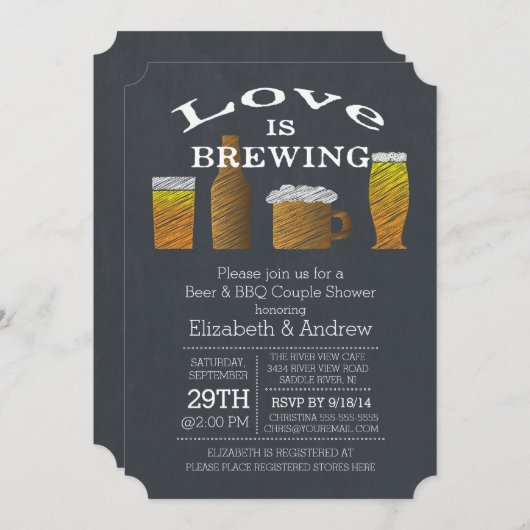 Liefde Brouwen Barbecue Bruidsdouche Uitnodiging (Voorkant / Achterkant)