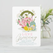 Liefde Brouwen Roze Bloemen Tea Party Vrijgezellen Kaart (Staand voorkant)