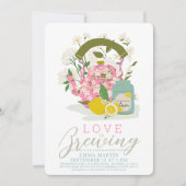 Liefde Brouwen Roze Bloemen Tea Party Vrijgezellen Kaart (Voorkant)