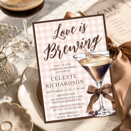 Liefde Brouwt Bow Espresso Martini Bruidsfeest Kaart