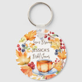 Liefde brouwt herfst vrijgezellenfeest gunsten sleutelhanger (Voorkant)