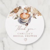 Liefde Brouwt Koffie Bloemige Bruids-Shower Bedankjes Labels (Voorkant)