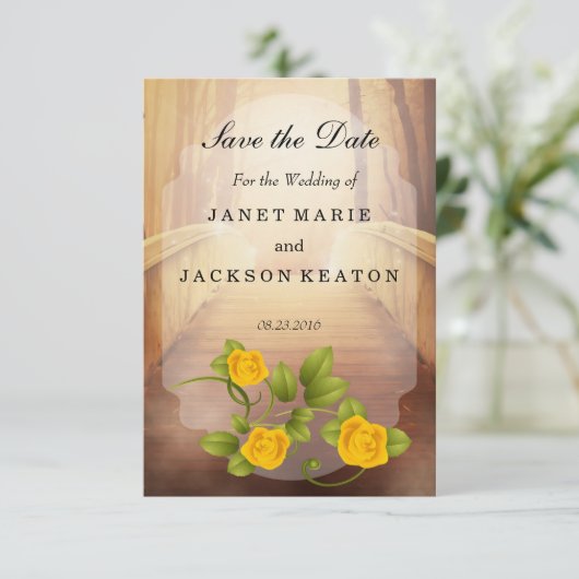 Liefde-brug, Natuur bruiloft Save The Date (Staand voorkant)