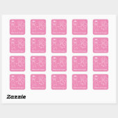 Liefde bruid & bruidegom roze en wit bruiloft vierkante sticker (Vel)