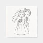 Liefde bruid en bruidegom Cartoon bruiloft Servetten (Voorkant)