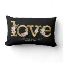 Liefde Bruiloft Aquarel Bloem Zwarte Gouden Namen