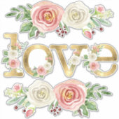 Liefde Bruiloft Huwelijksreis Waterverf Floral w G Sticker (Voorkant)