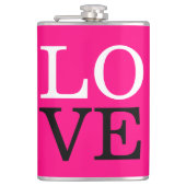 Liefde Bruiloft Roze Achtergrond Heupfles (Voorkant)