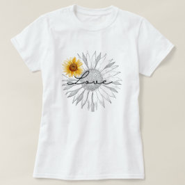 Liefde Bruin Geel Zonnebloem Bloemen Bloemen T-shirt
