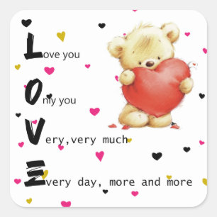 Liefde Bruin Teddy Bear Vierkante Sticker